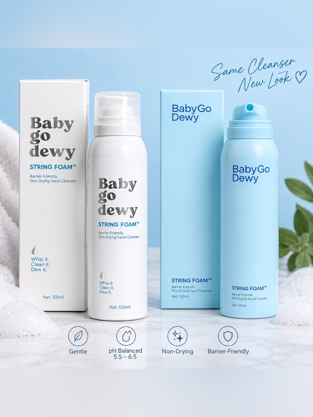 BabyGo Dewy STRING FOAM Cleanser 2-Pack | New & Sealed | 100mL Each